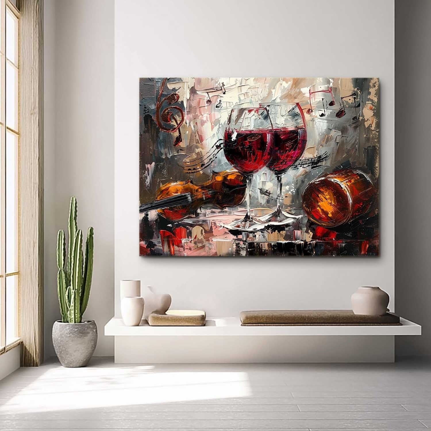 Wall Art Lyrical Textured Wine Glass