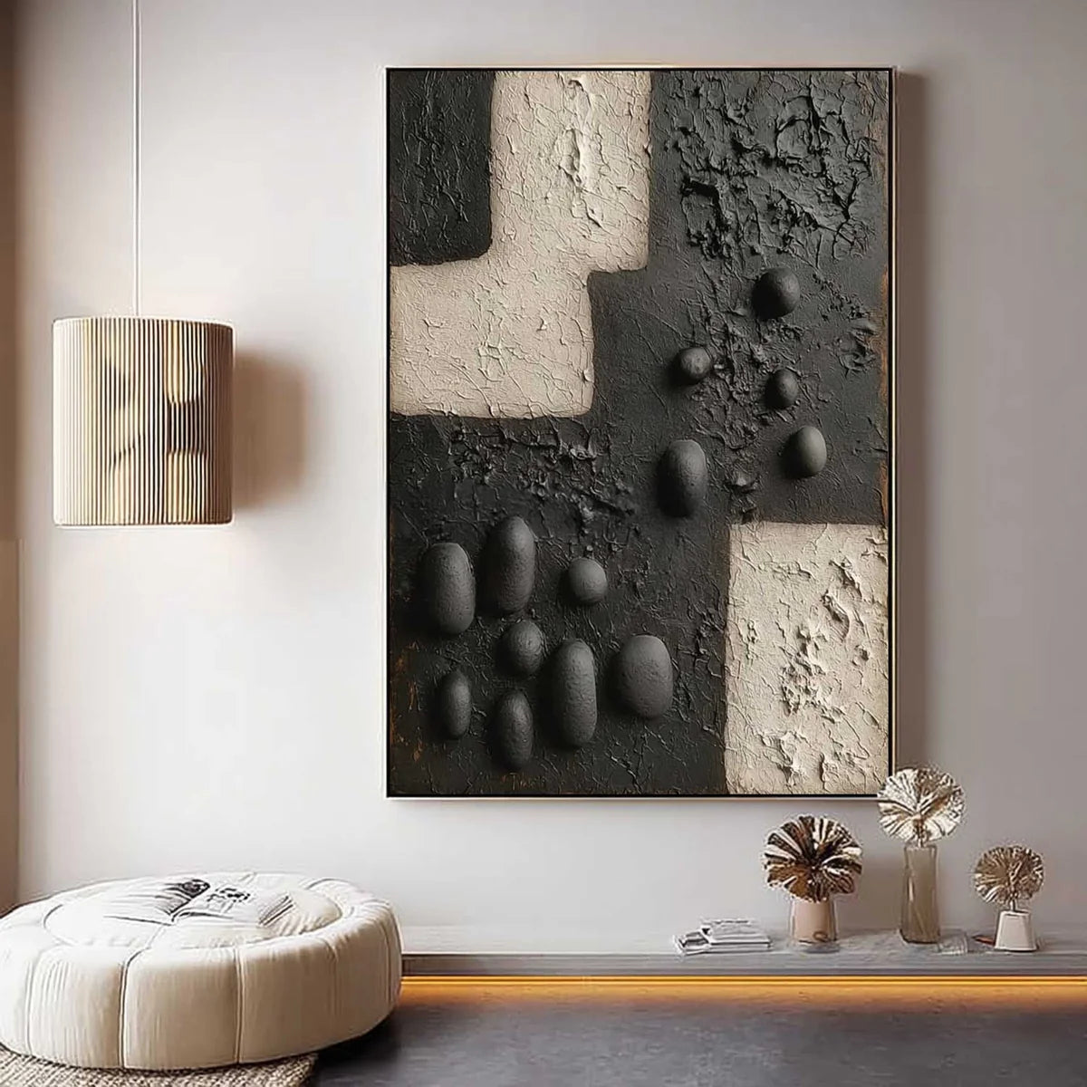Wall Art Vertical 3D Geometric Pebble
