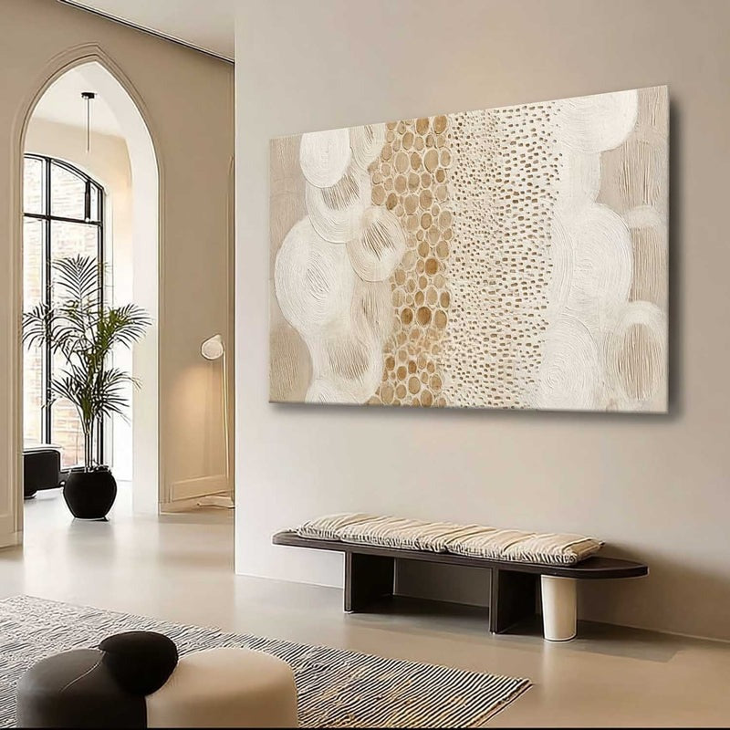 Beige White Organic Abstract Painting