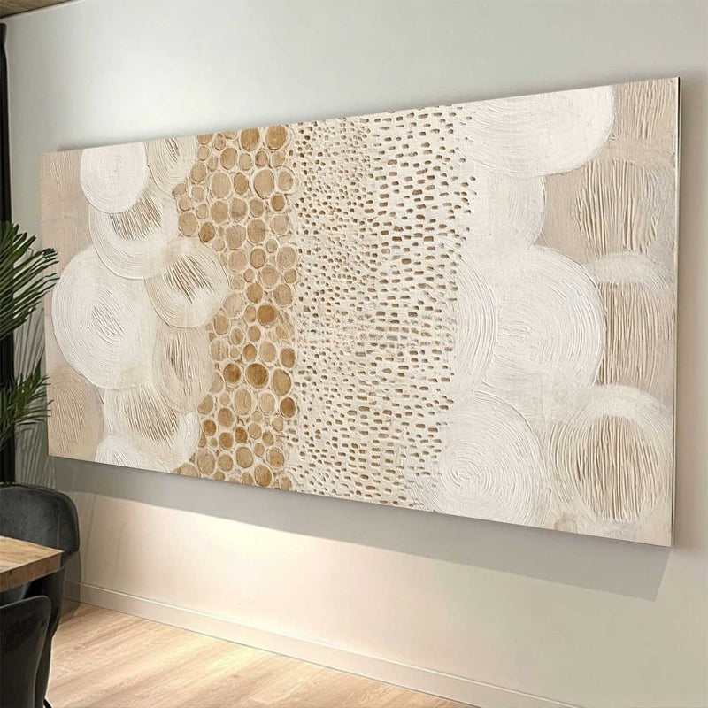 Beige White Organic Abstract Painting