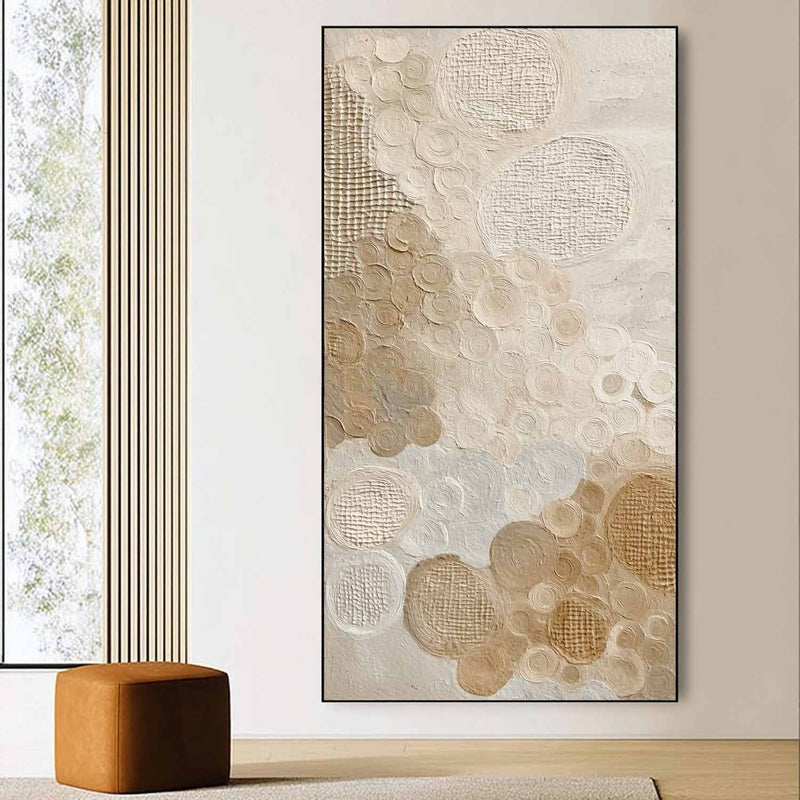 Beige Circle Abstract Textured Painting