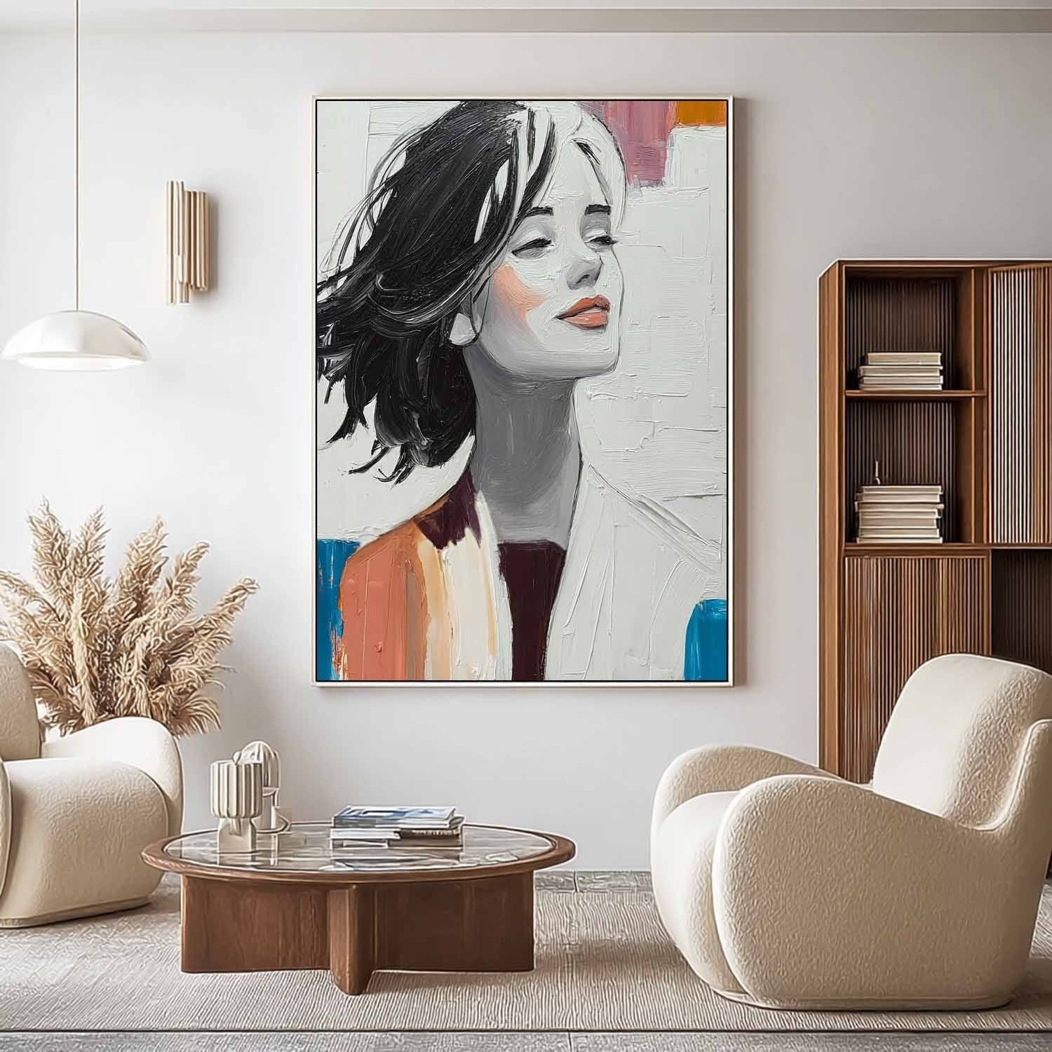 Serene Woman Portrait 3D Impasto Painting