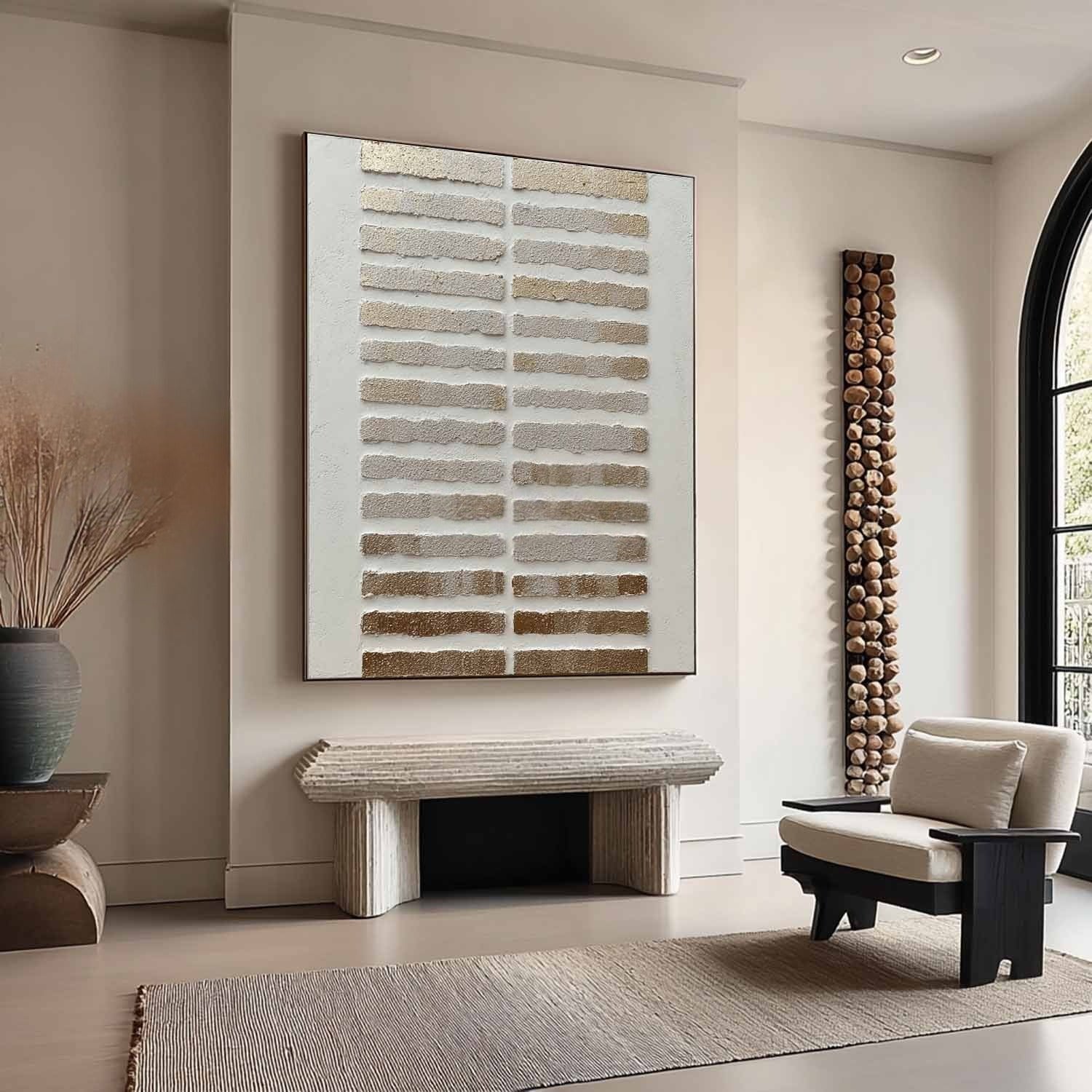 Wall Art Minimalist Horizontal Stripe Gold