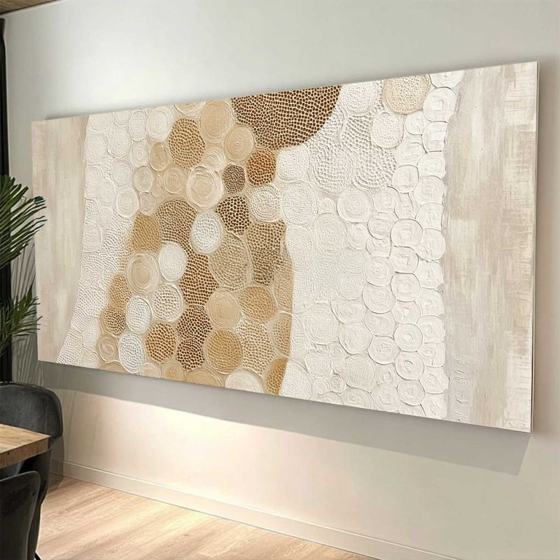 Beige White Organic Abstract Painting