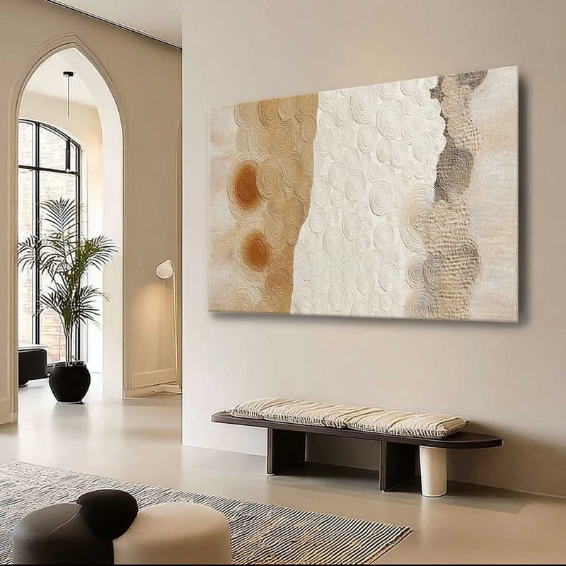 Beige White Organic Abstract Painting