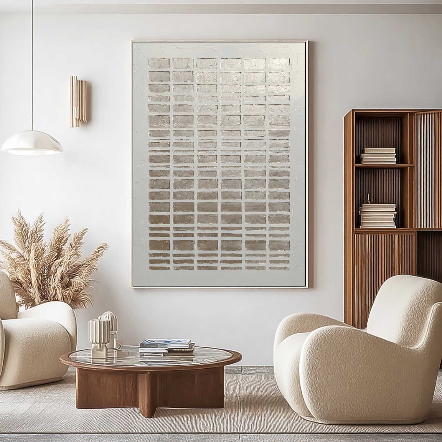 Wall Art Minimalist Gradient Grid Beige