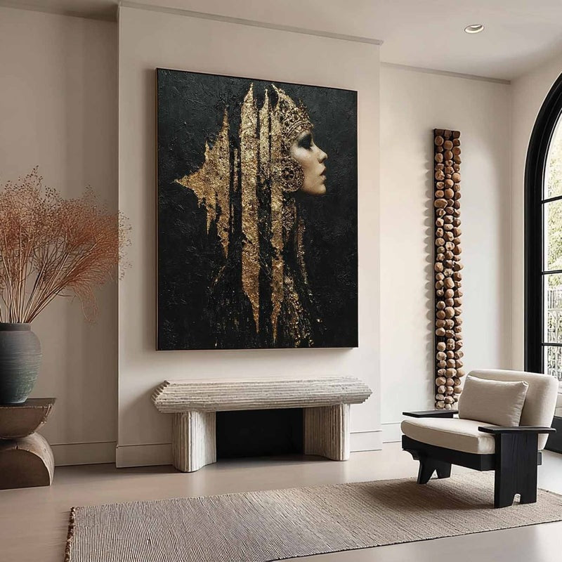 Wall Art Black Gold Queen Profile Portrait