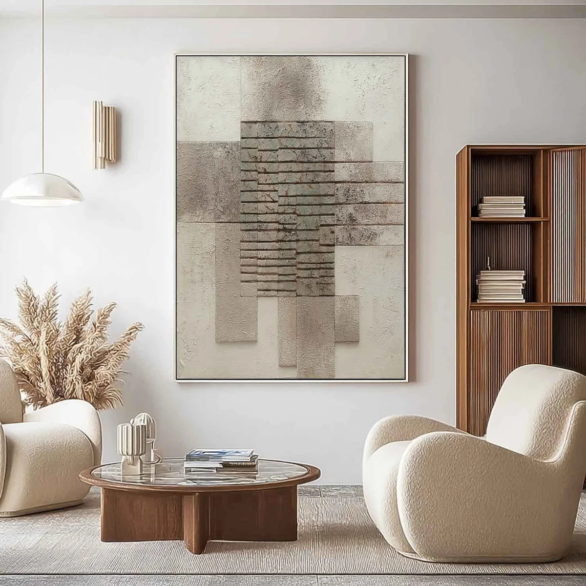 Wabi-Sabi Stacked Stone Bas-Relief Painting