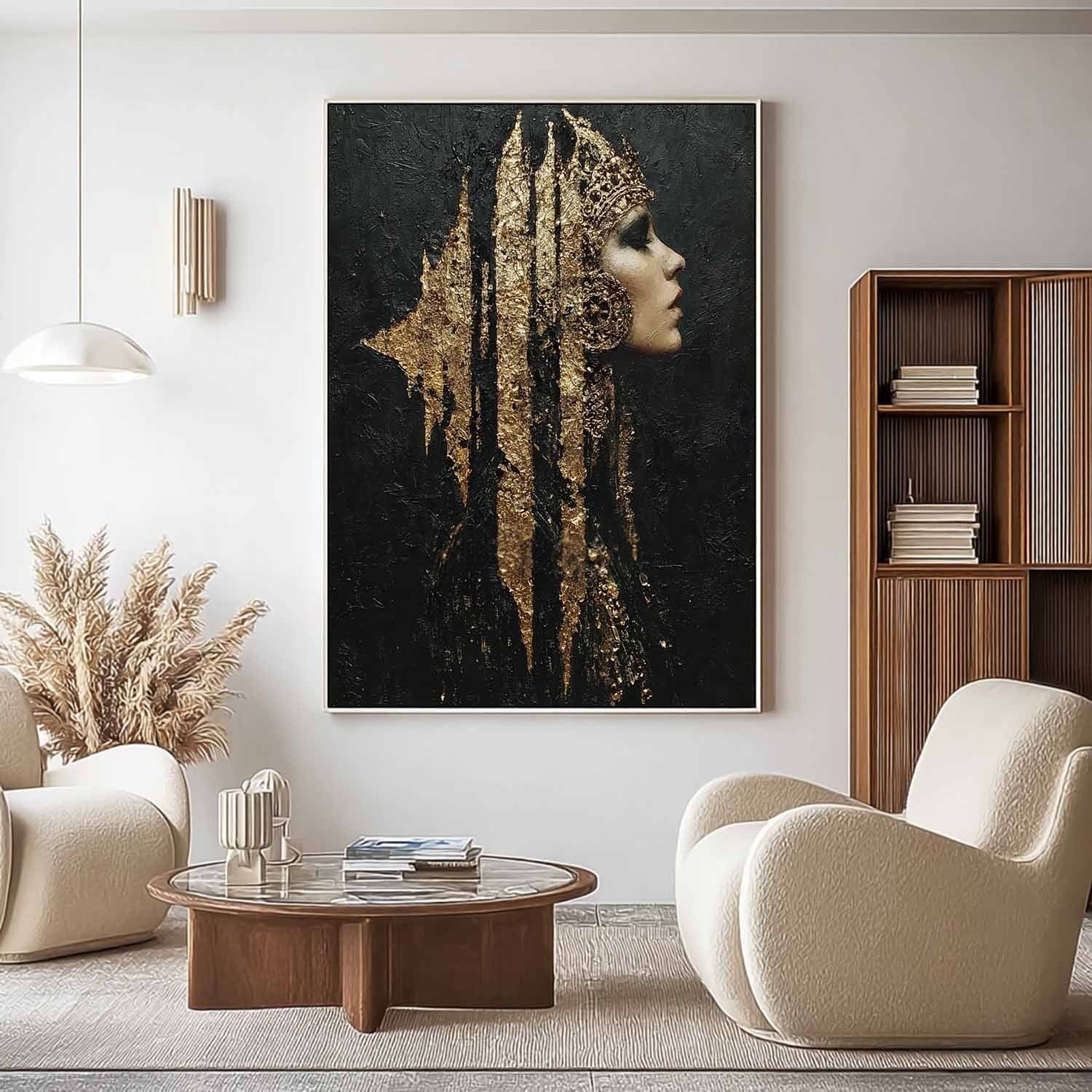 Wall Art Black Gold Queen Profile Portrait