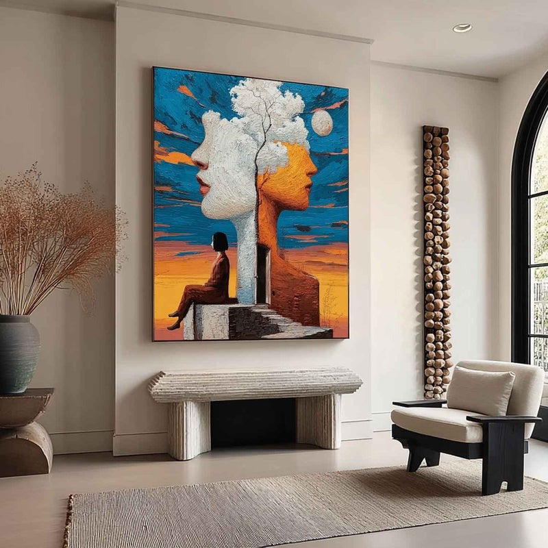 Wall Art Surreal Double Face Tree Figure
