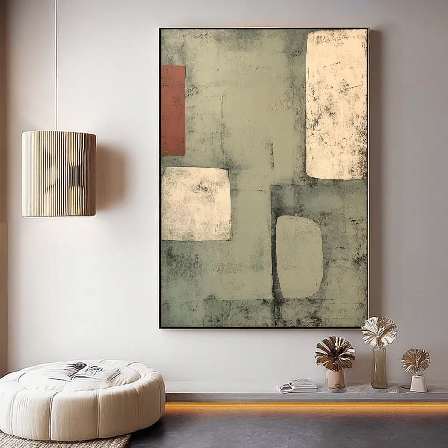 Wall Art Minimalist Geometric Sage Terracotta