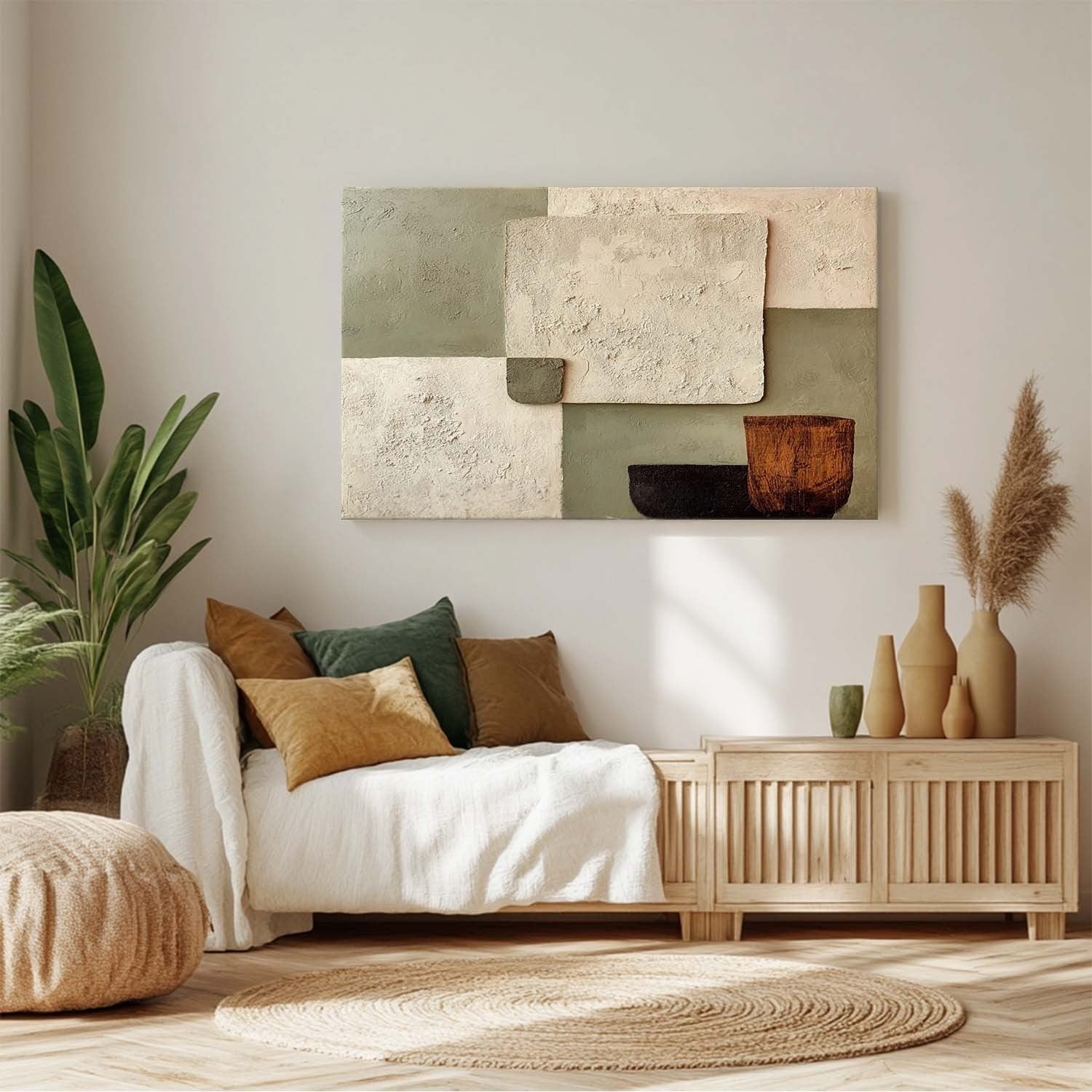 Wabi-Sabi Color Block Texture Painting