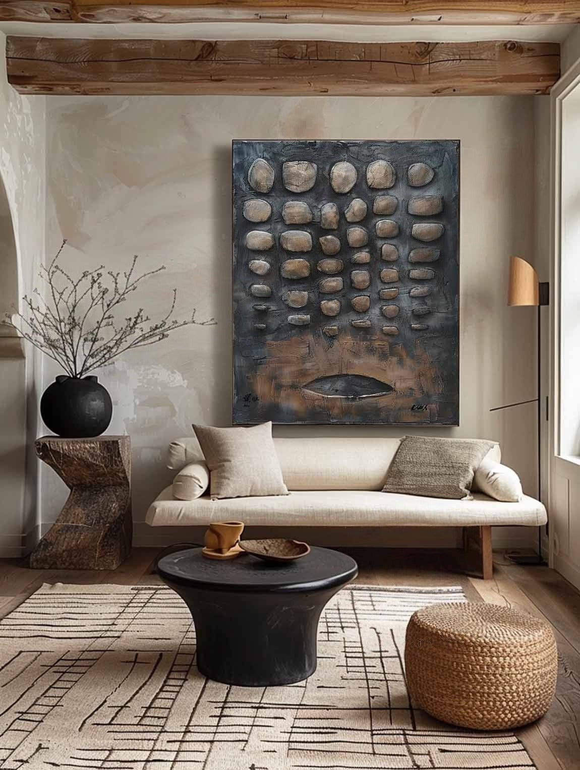 Wall Art Assemblage Textured Monochrome