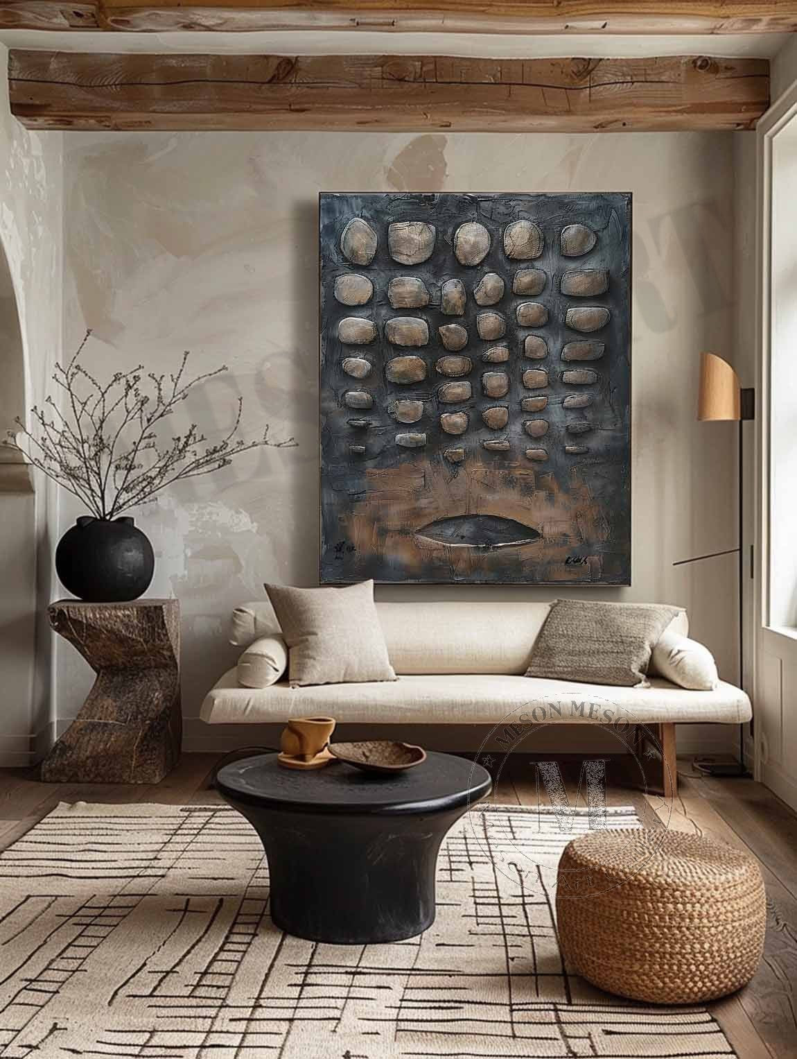 Wall Art Assemblage Textured Monochrome