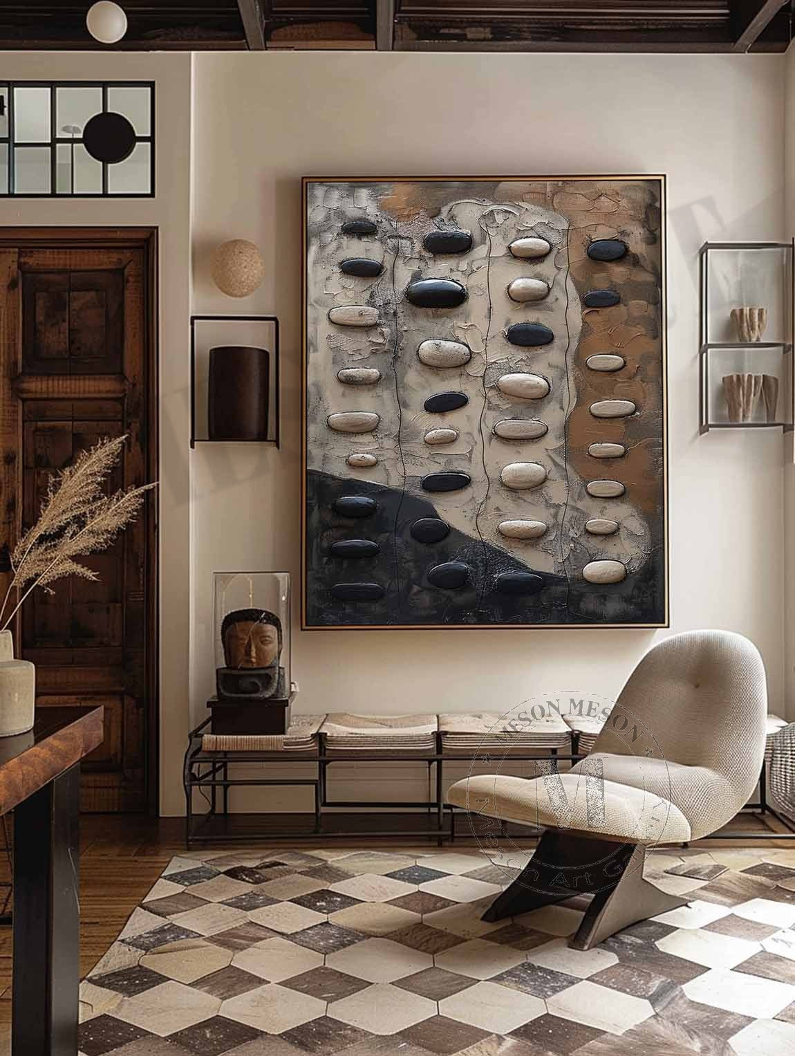 Wall Art Wabi-Sabi Relief  Abstract Pebble Natural