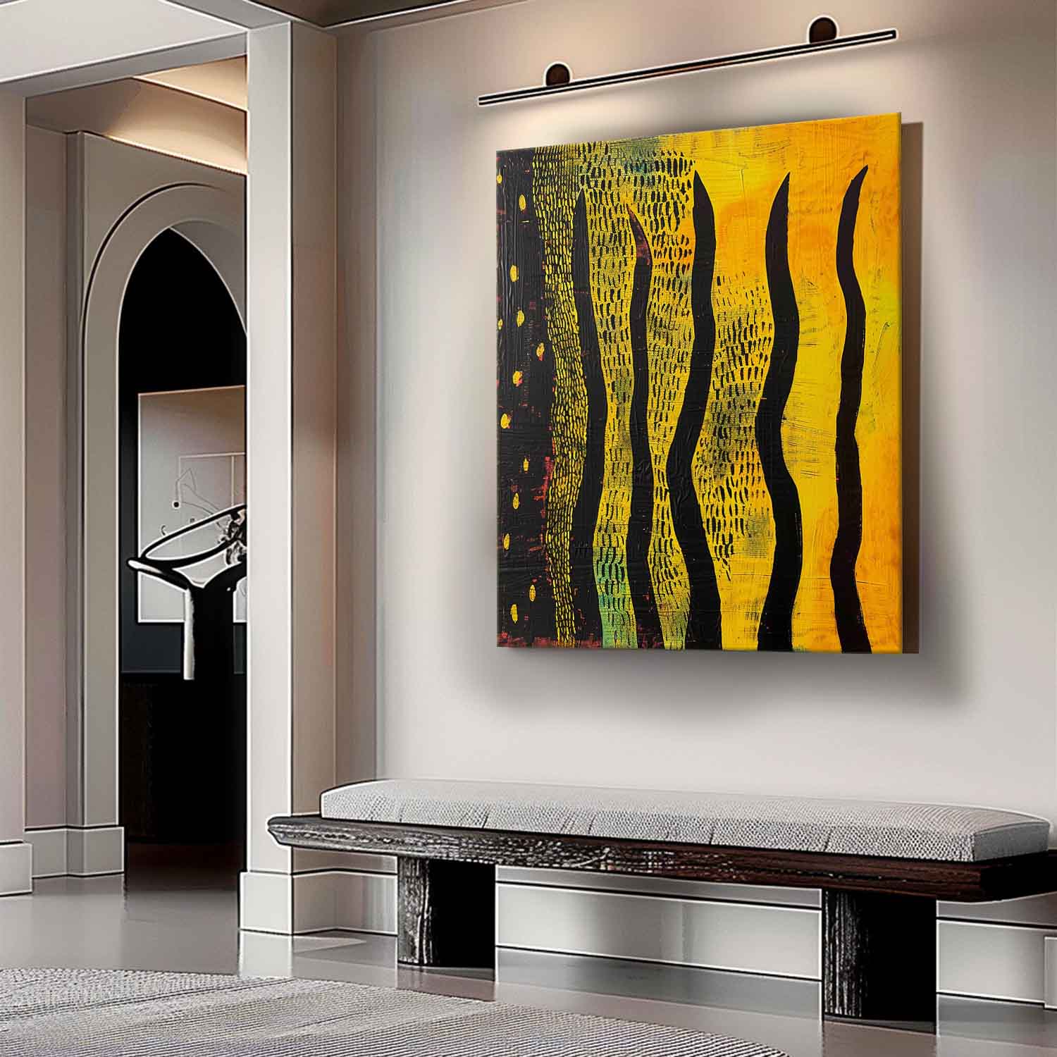 Wall Art Wabi-Sabi Wavy Black Vertical Forms