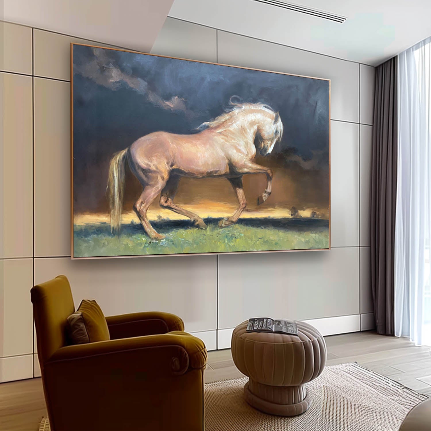 Galloping Horse Dramatic Landscape Painting