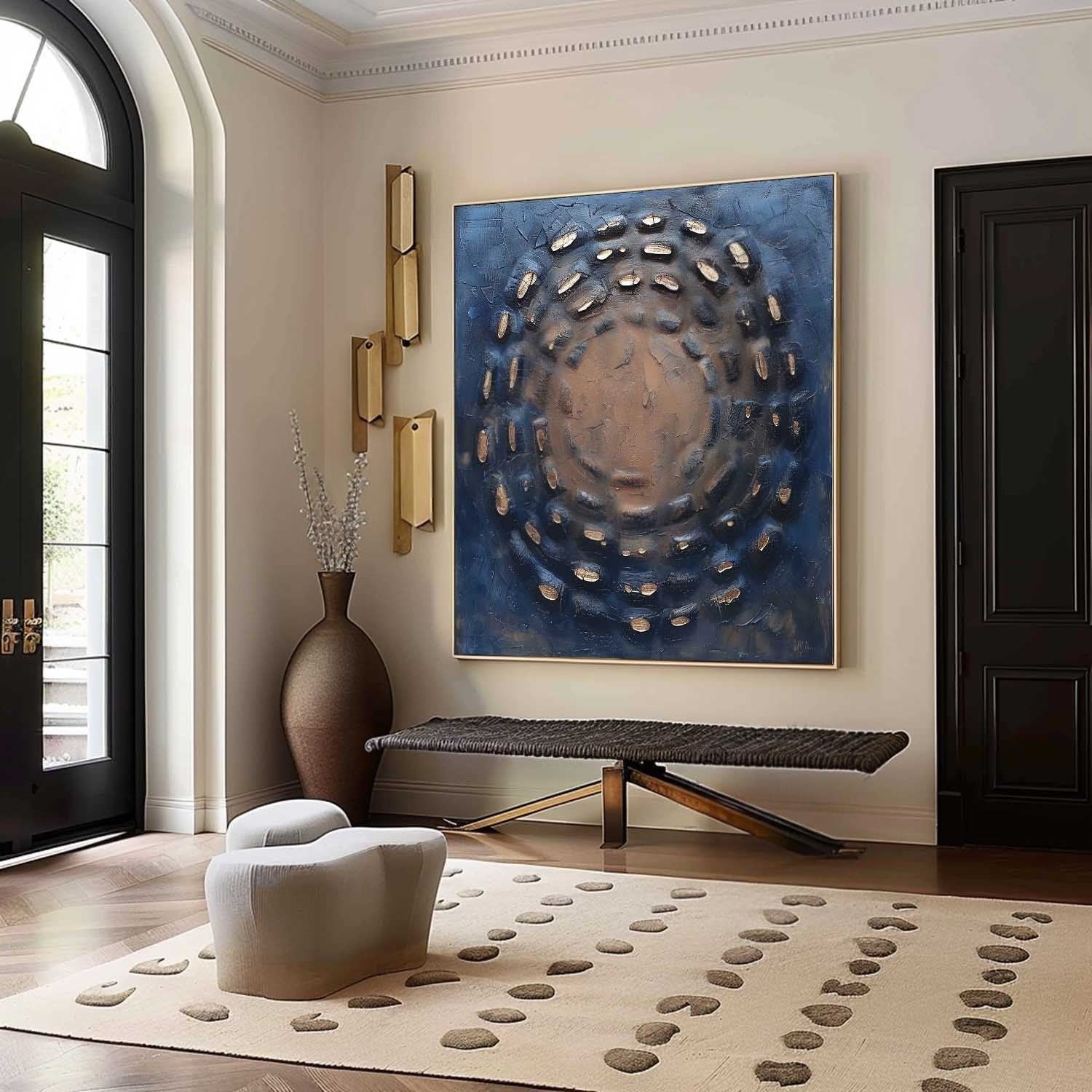 Circular Textured Abstract Art Oil Painting