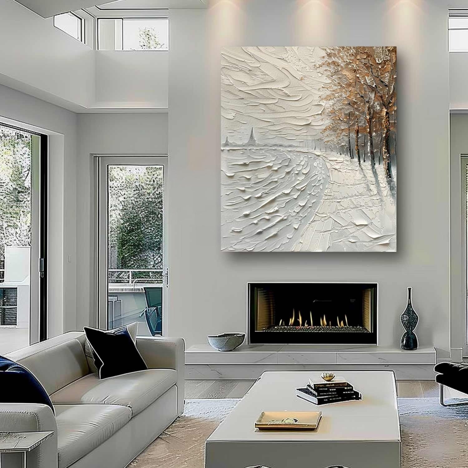 Wall Art Impasto Winter Riverside Path