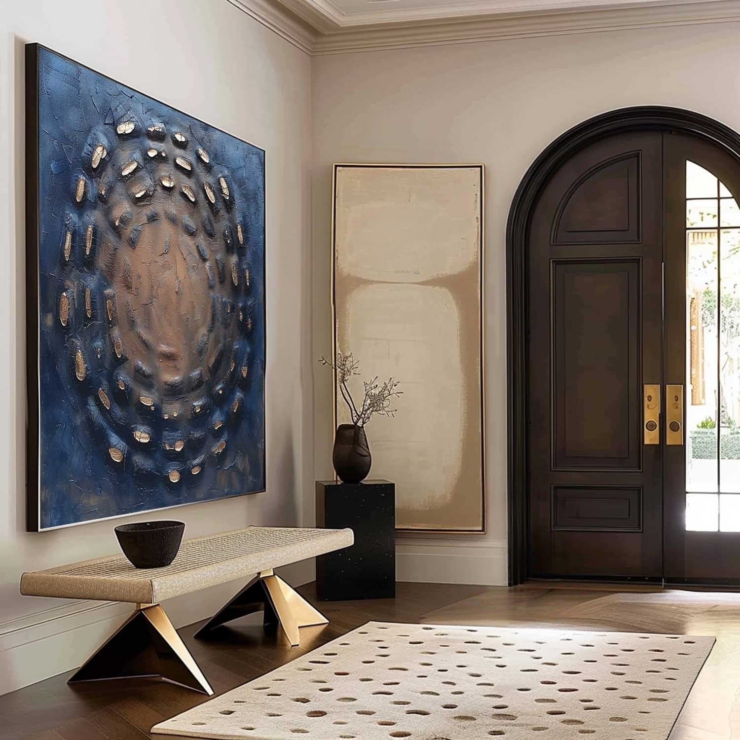 Circular Textured Abstract Art Oil Painting