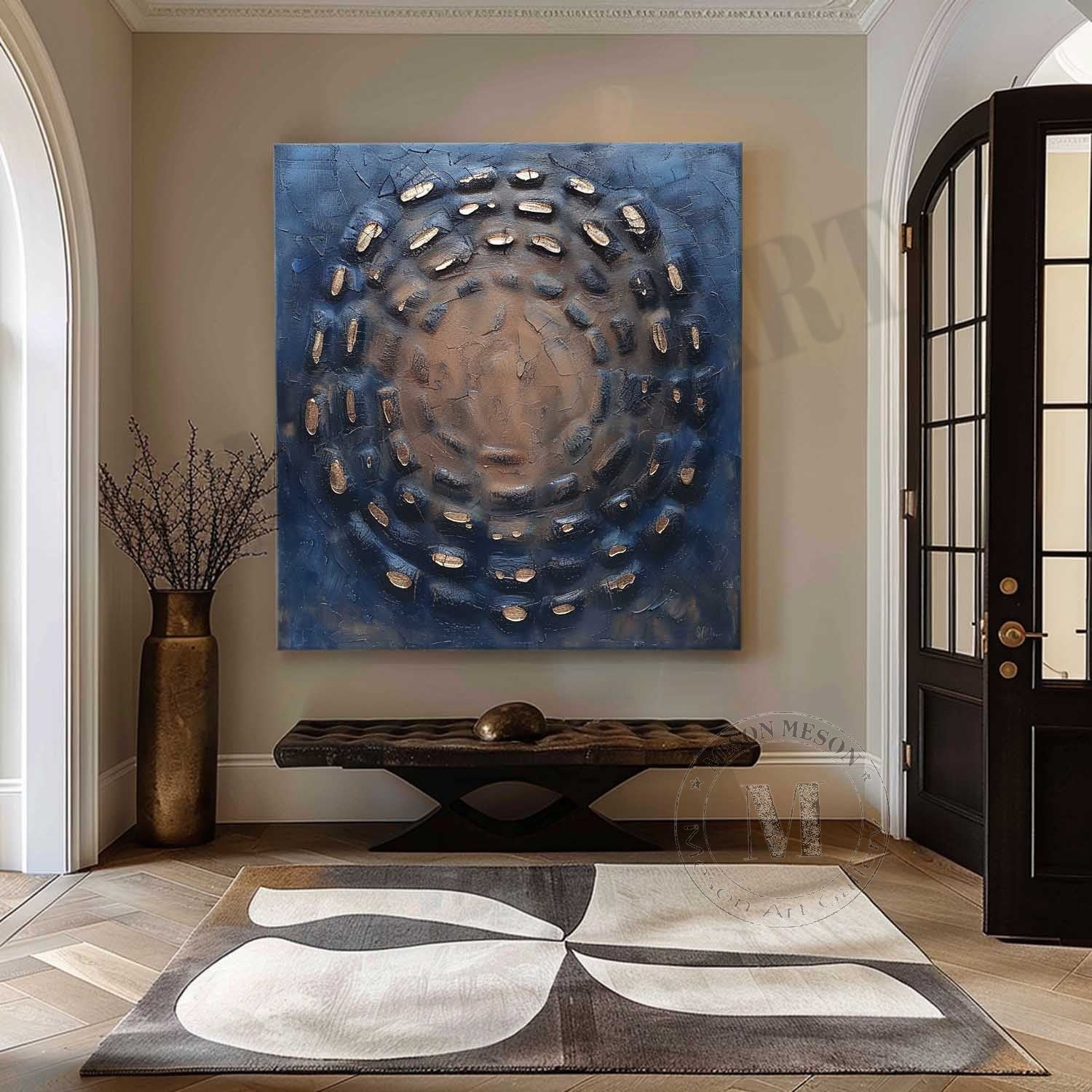 Circular Textured Abstract Art Oil Painting
