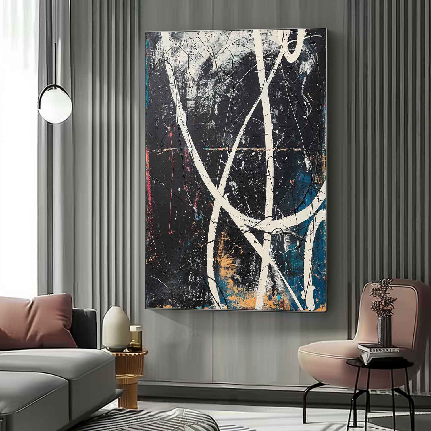 Wall Art Vertical Abstract Expressionist Line