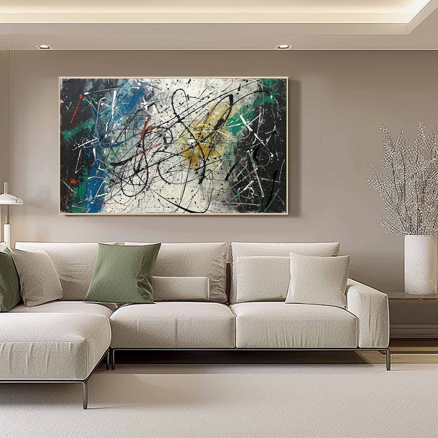 Wall Art Panoramic Abstract Expressionist Drip Art
