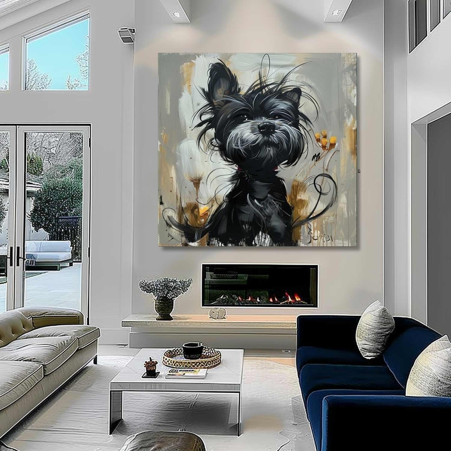 Wall Art Textured Black Terrier
