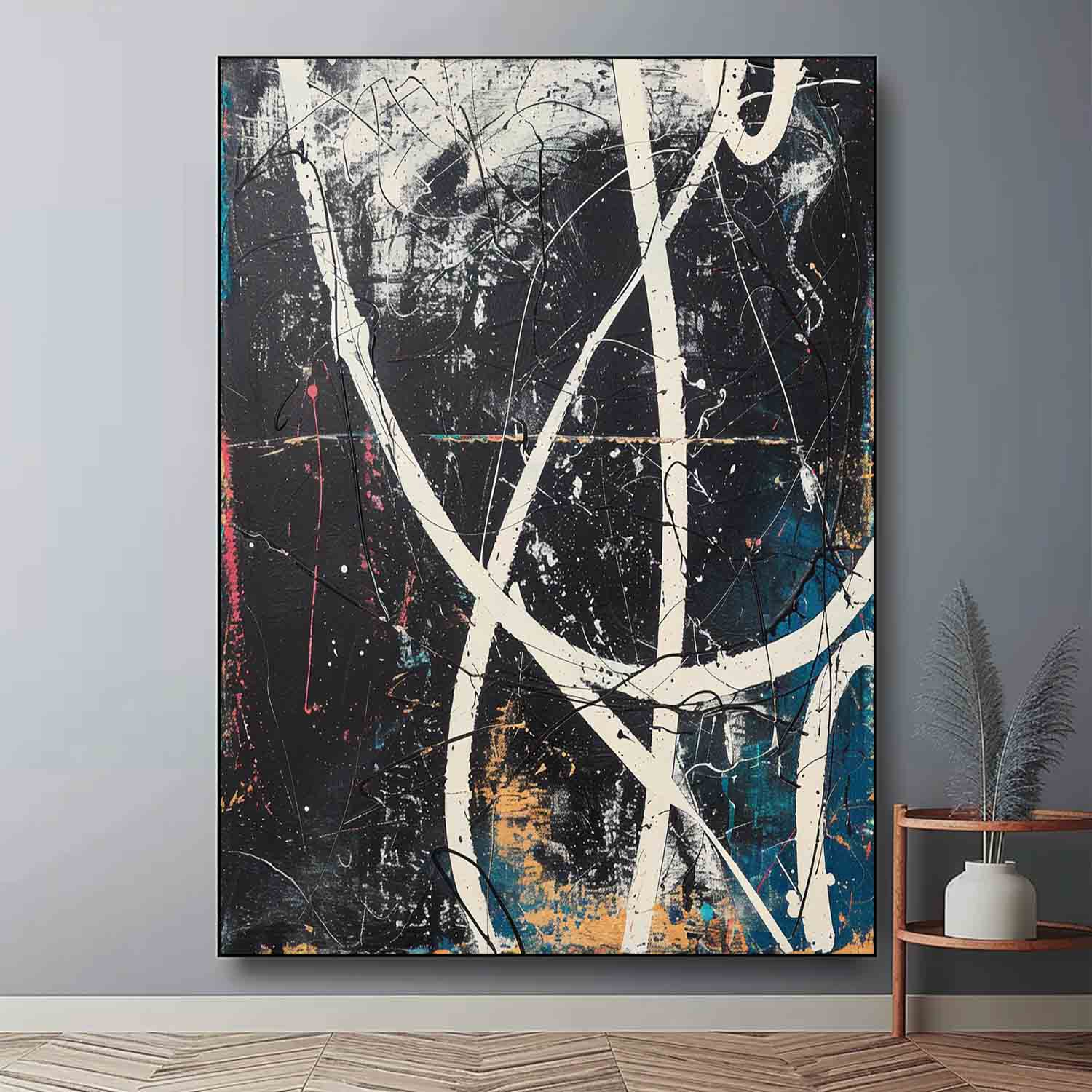 Wall Art Vertical Abstract Expressionist Line
