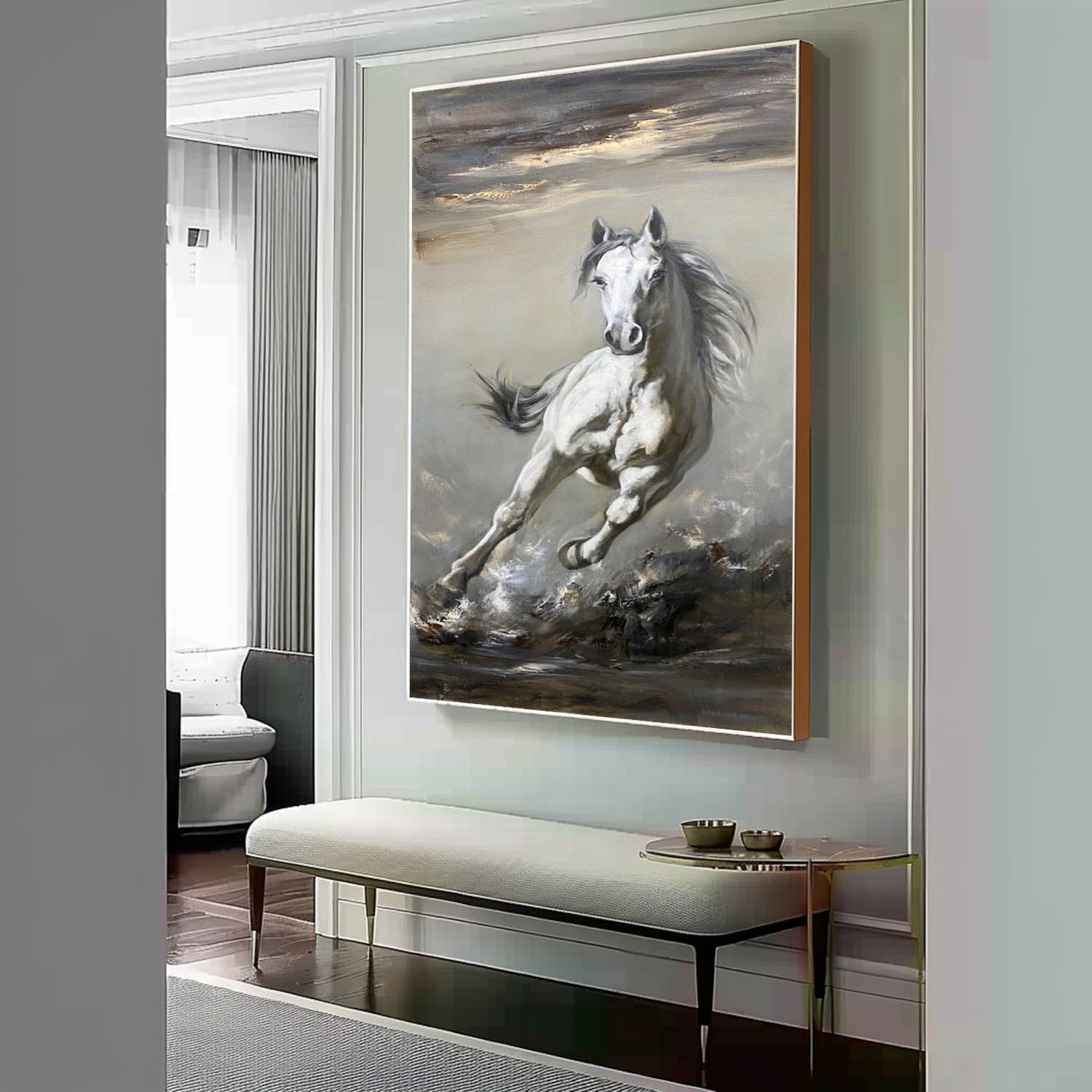 Wall Art White Horse Painting