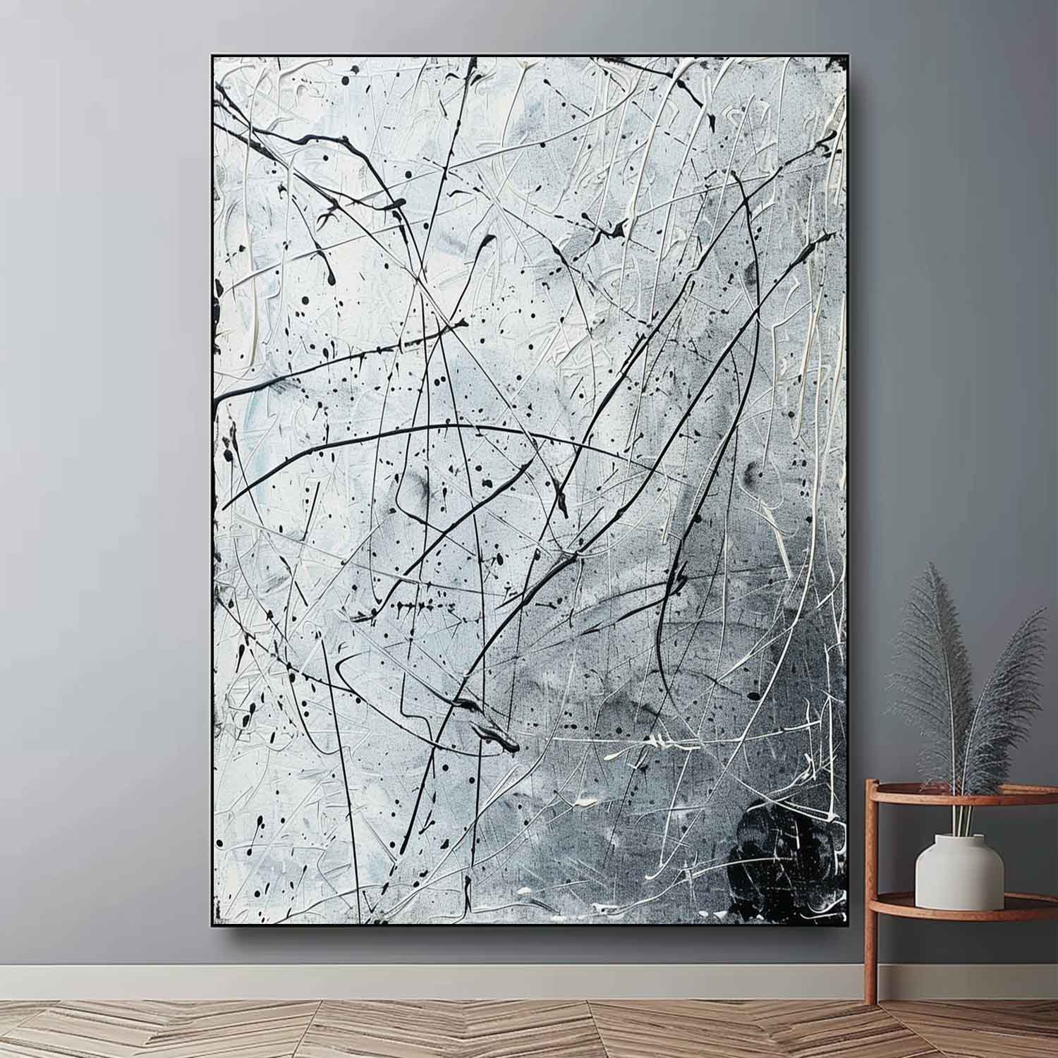 Wall Art Overlapping Organic Forms Gray Dynamic