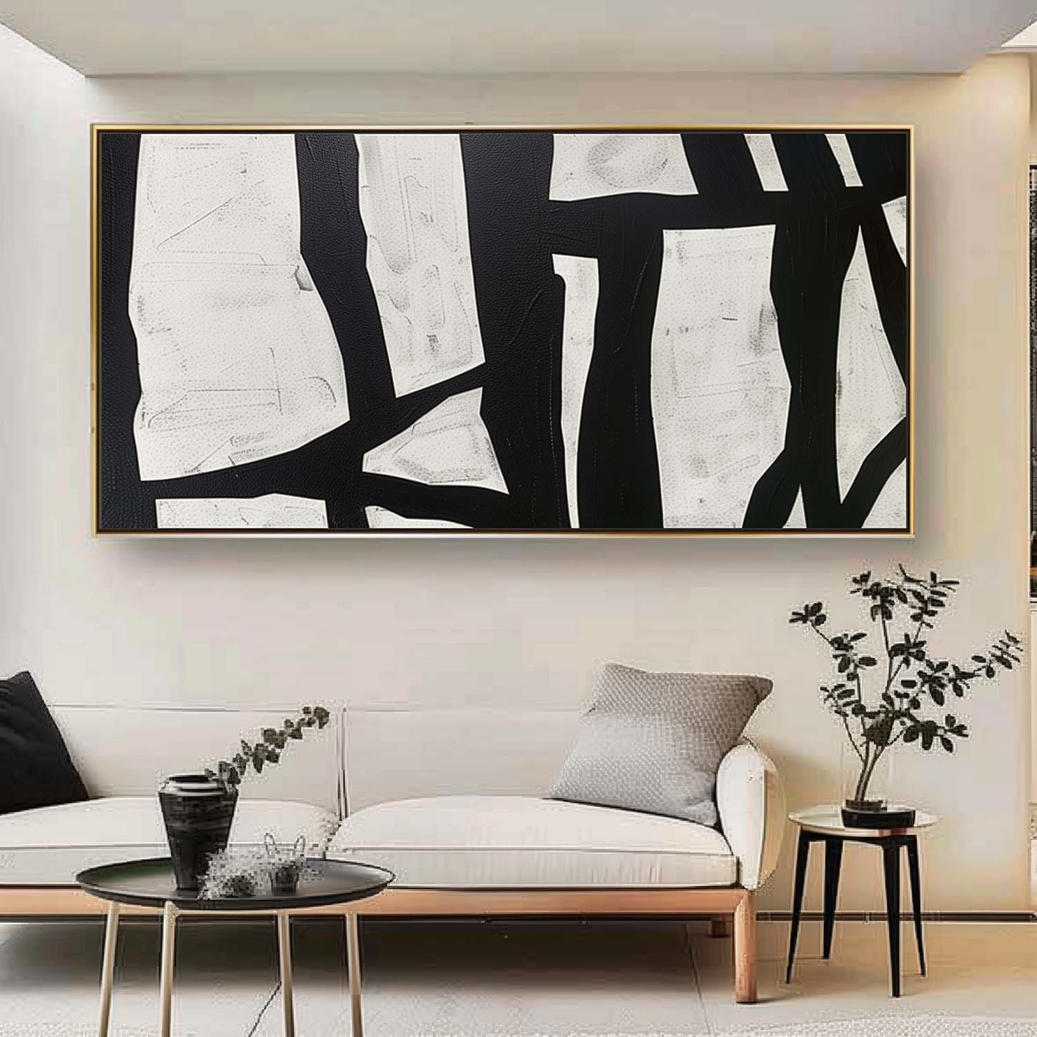 Wall Art Irregular Black Shapes Modern Abstract