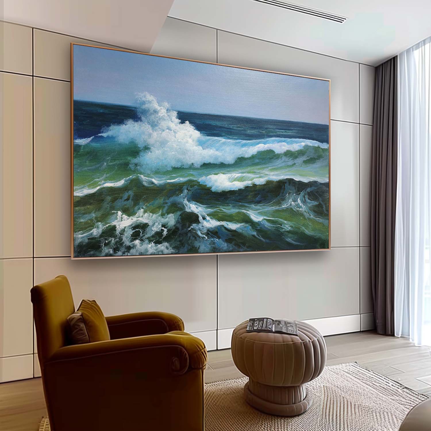 Hyperrealism Dynamic Ocean Wave Impasto Painting