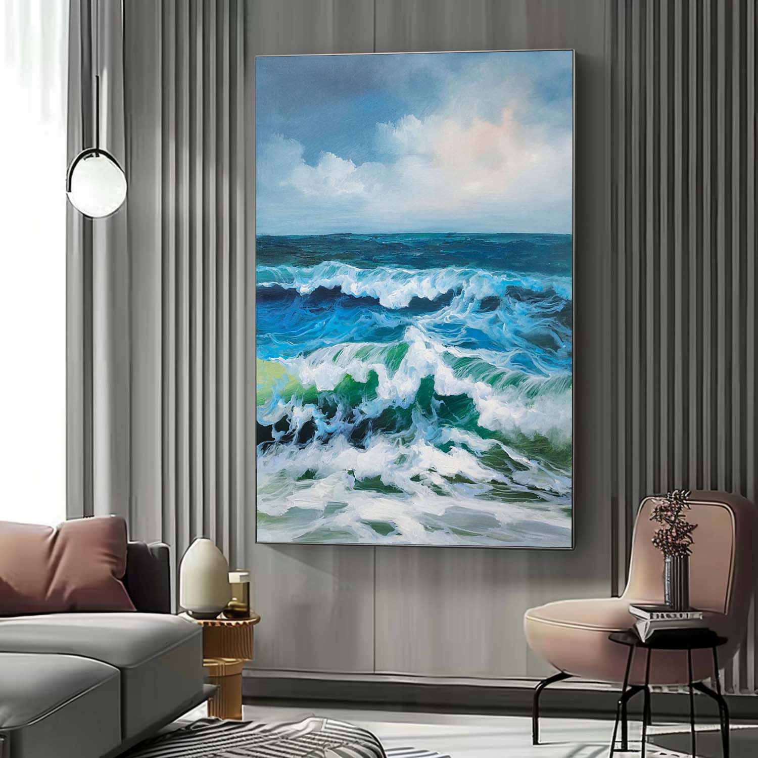 Wall Art Crashing Ocean Waves Foam Seascape