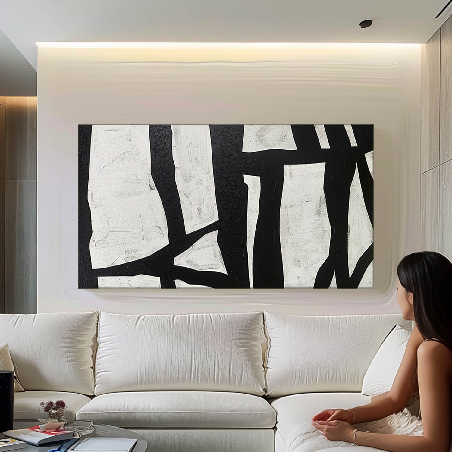 Wall Art Irregular Black Shapes Modern Abstract