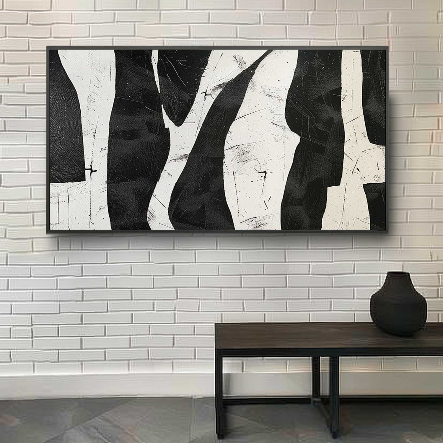 Wall Art Abstract Shape Flow Monochrome Elegant