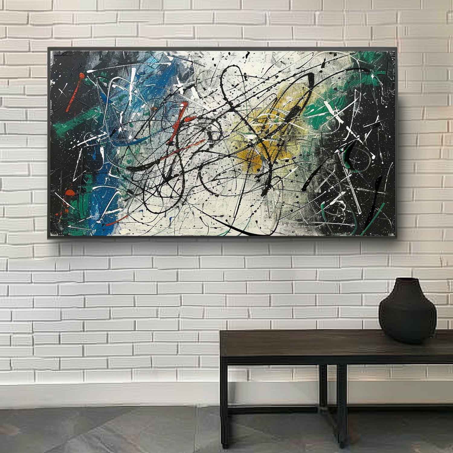 Wall Art Panoramic Abstract Expressionist Drip Art