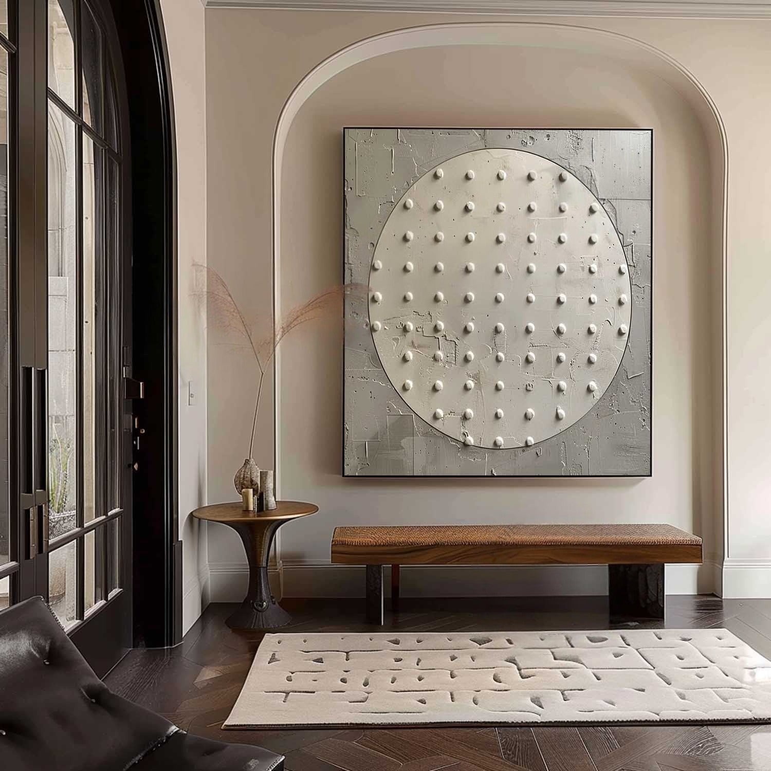 Wall Art Minimalist Circular Dotted Relief