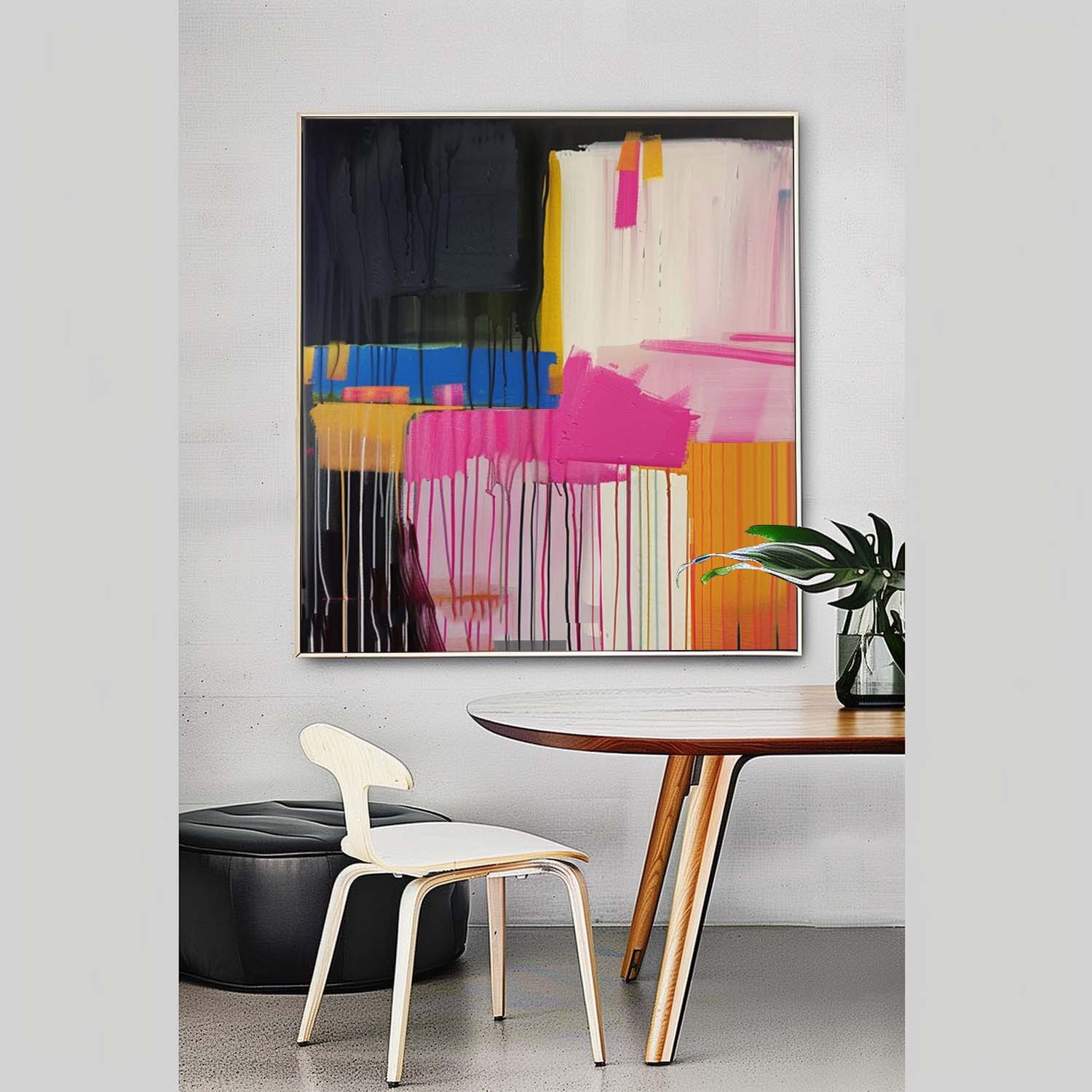 Pink Orange Abstract Painting