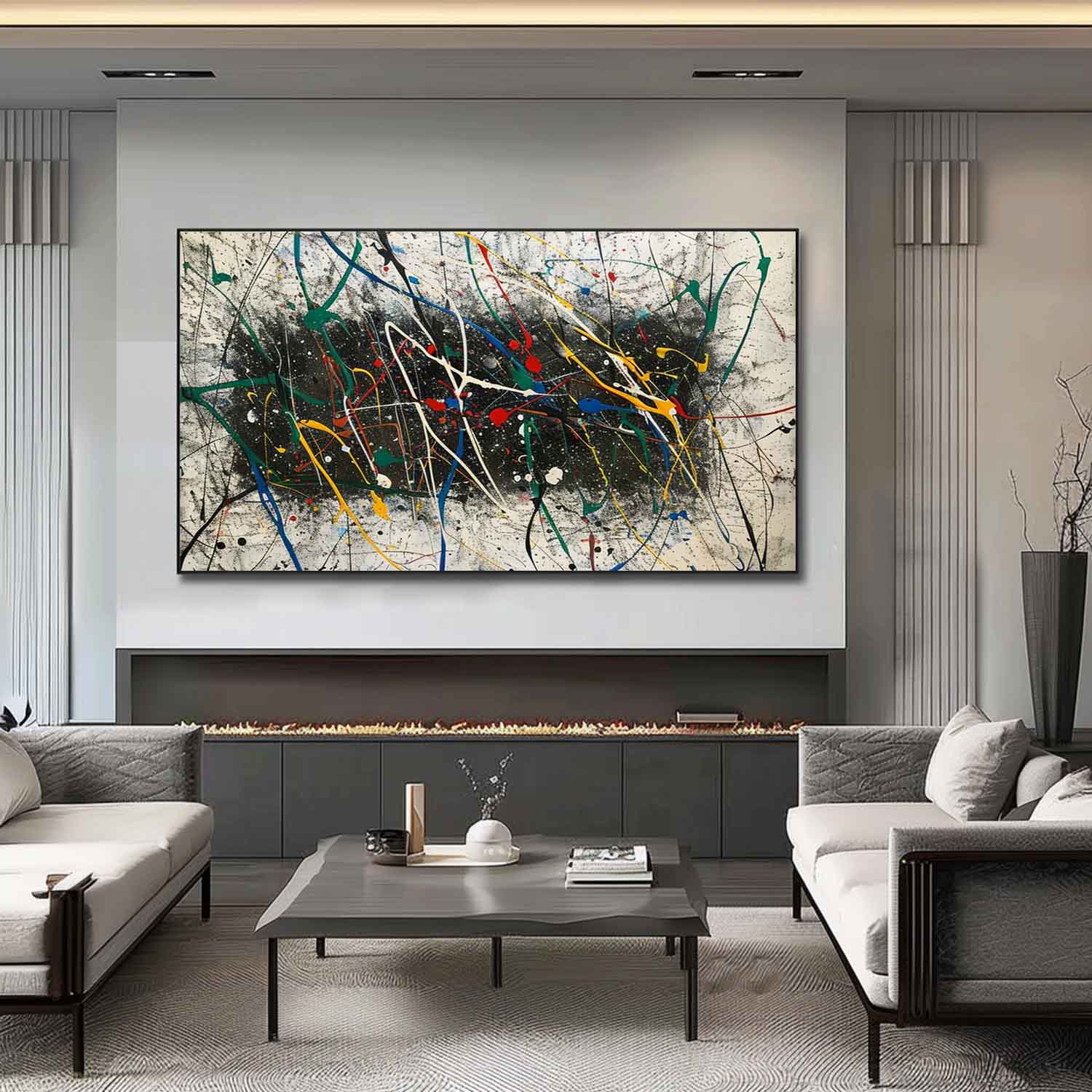 Wall Art Energetic Abstract Expressionist Dynamic Splatter