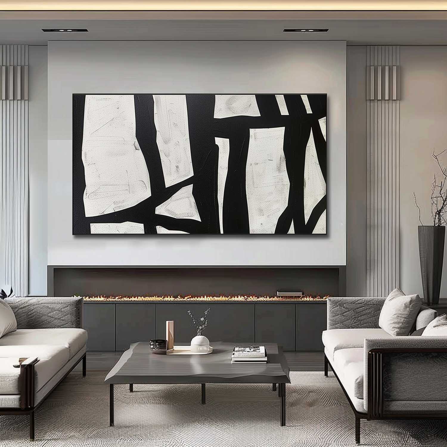 Wall Art Irregular Black Shapes Modern Abstract