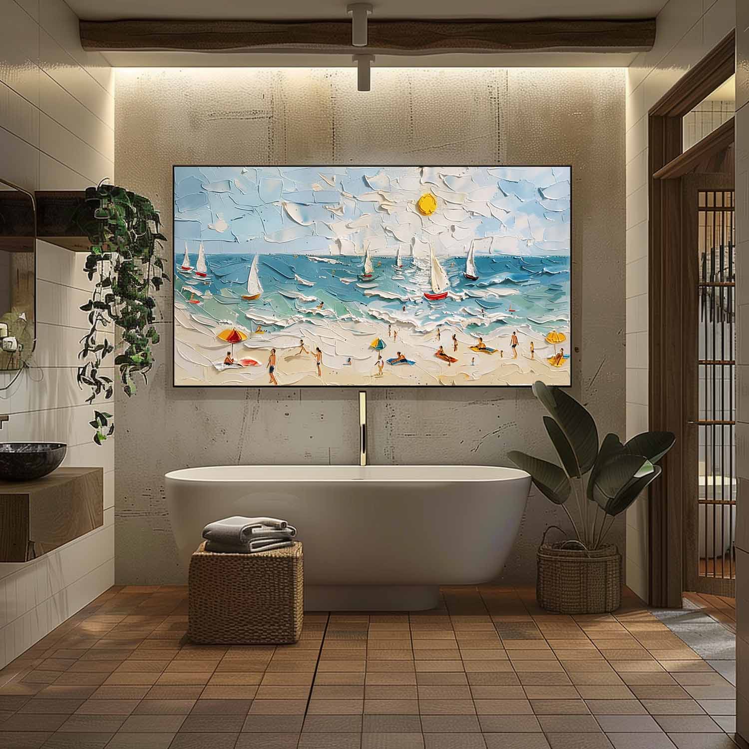 Wall Art Vibrant Beach Scene Sandy Shore Coastal