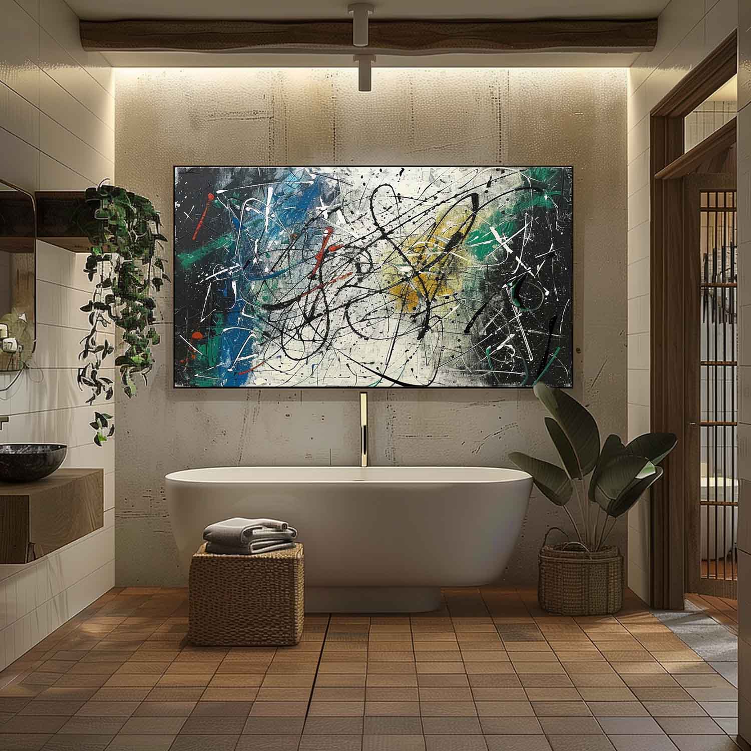 Wall Art Panoramic Abstract Expressionist Drip Art