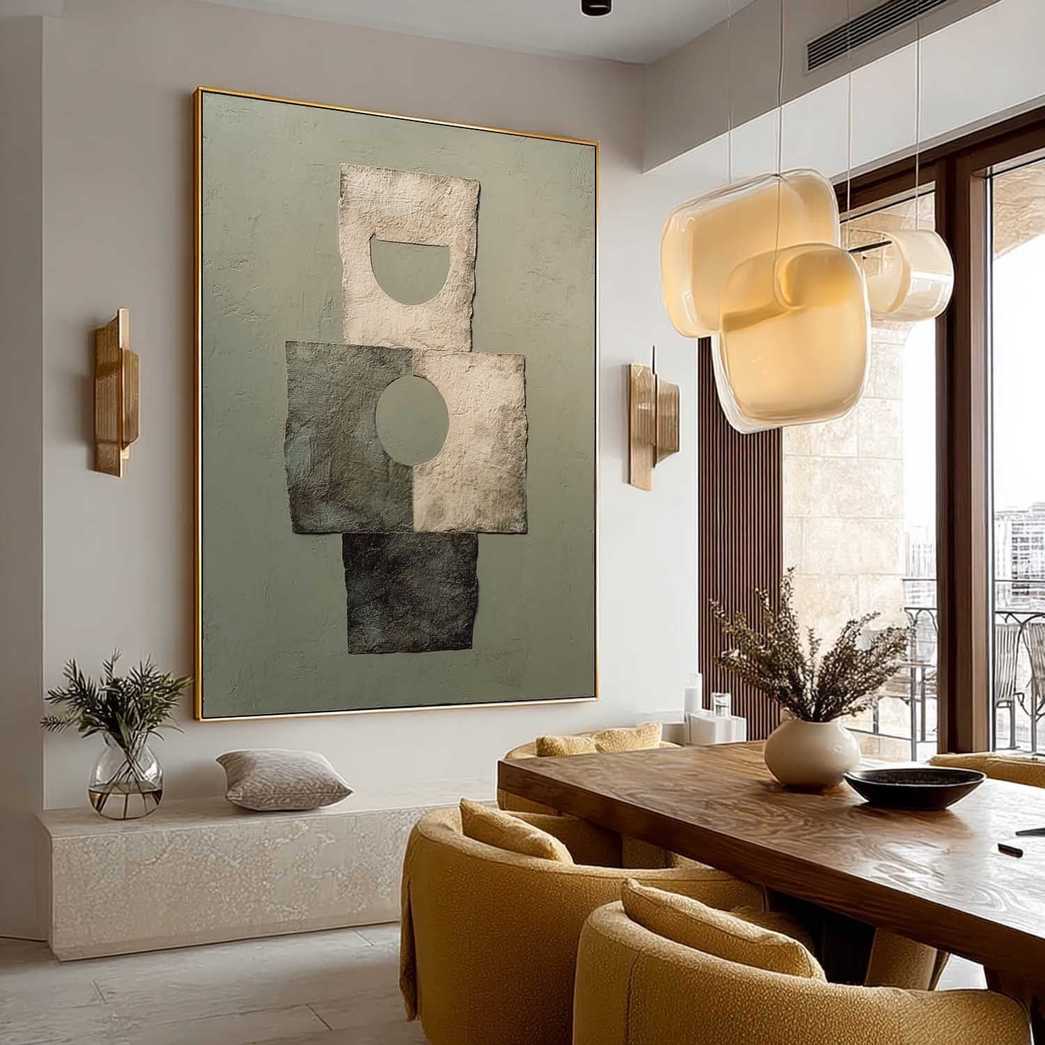 Wabi-Sabi Geometric Abstract Texture Painting