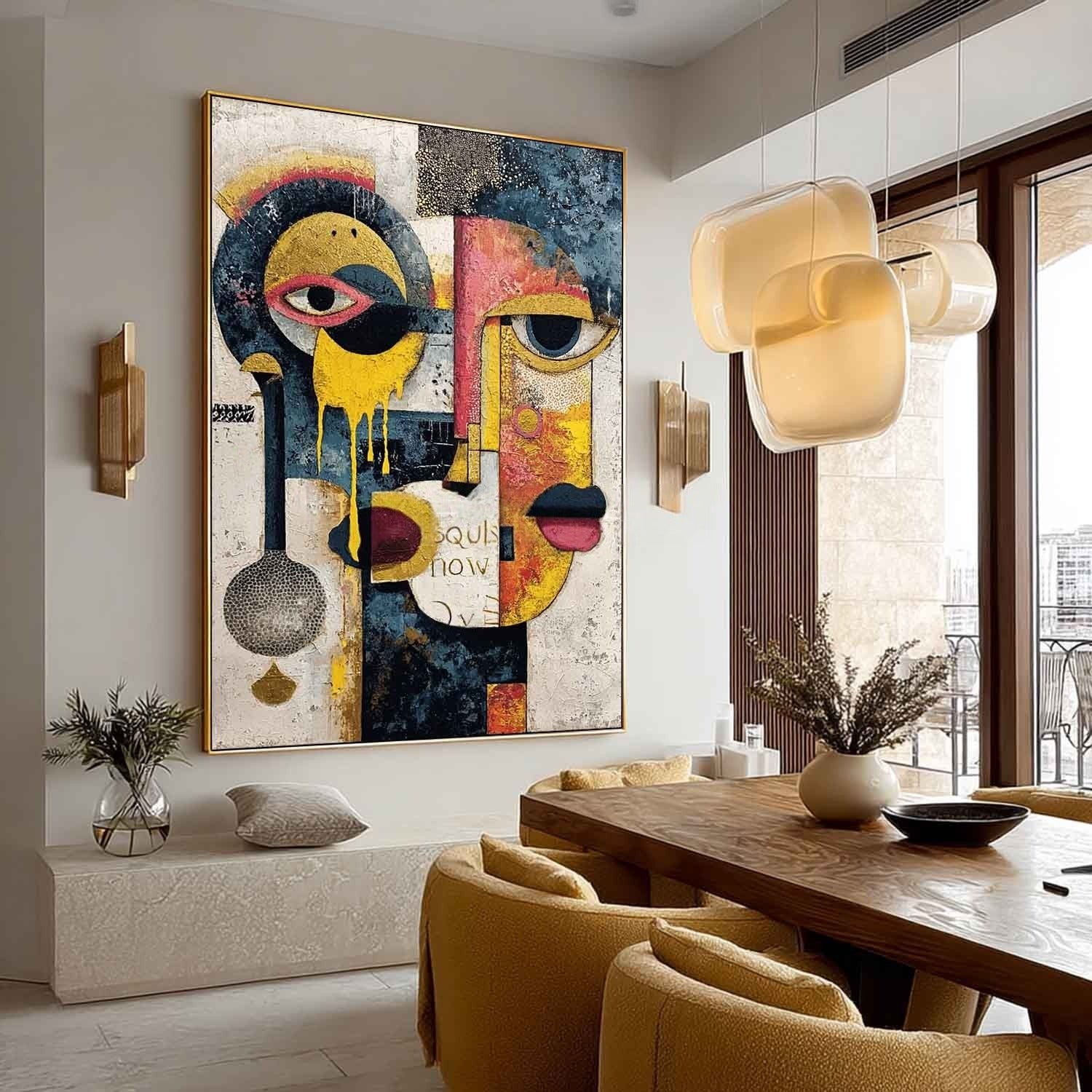 Cubist Dual Faces Abstract Painting