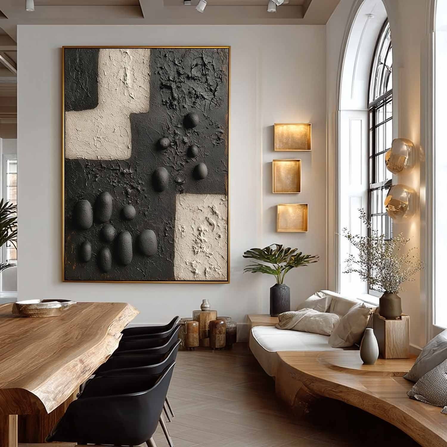 Wall Art Vertical 3D Geometric Pebble