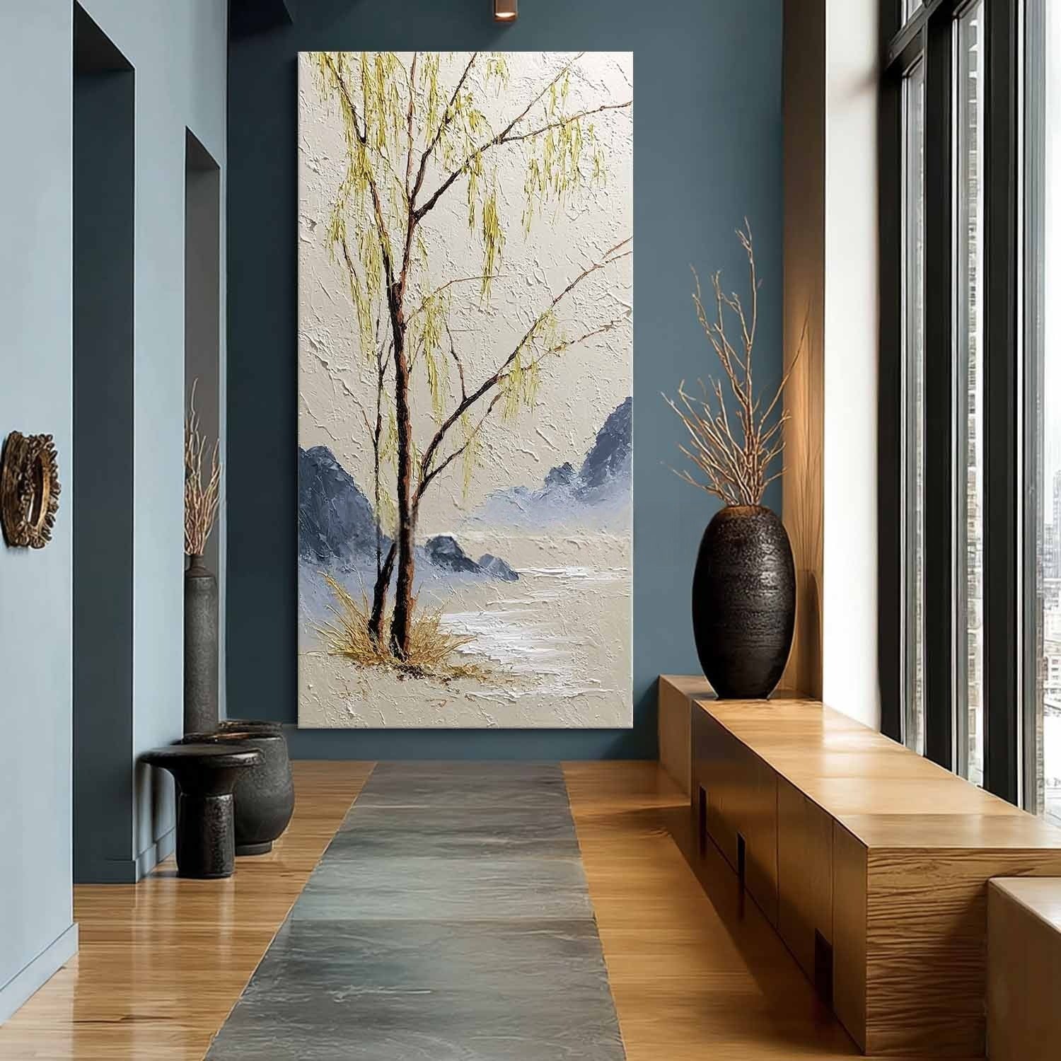 Oriental Weeping Willow 3D Impasto Painting