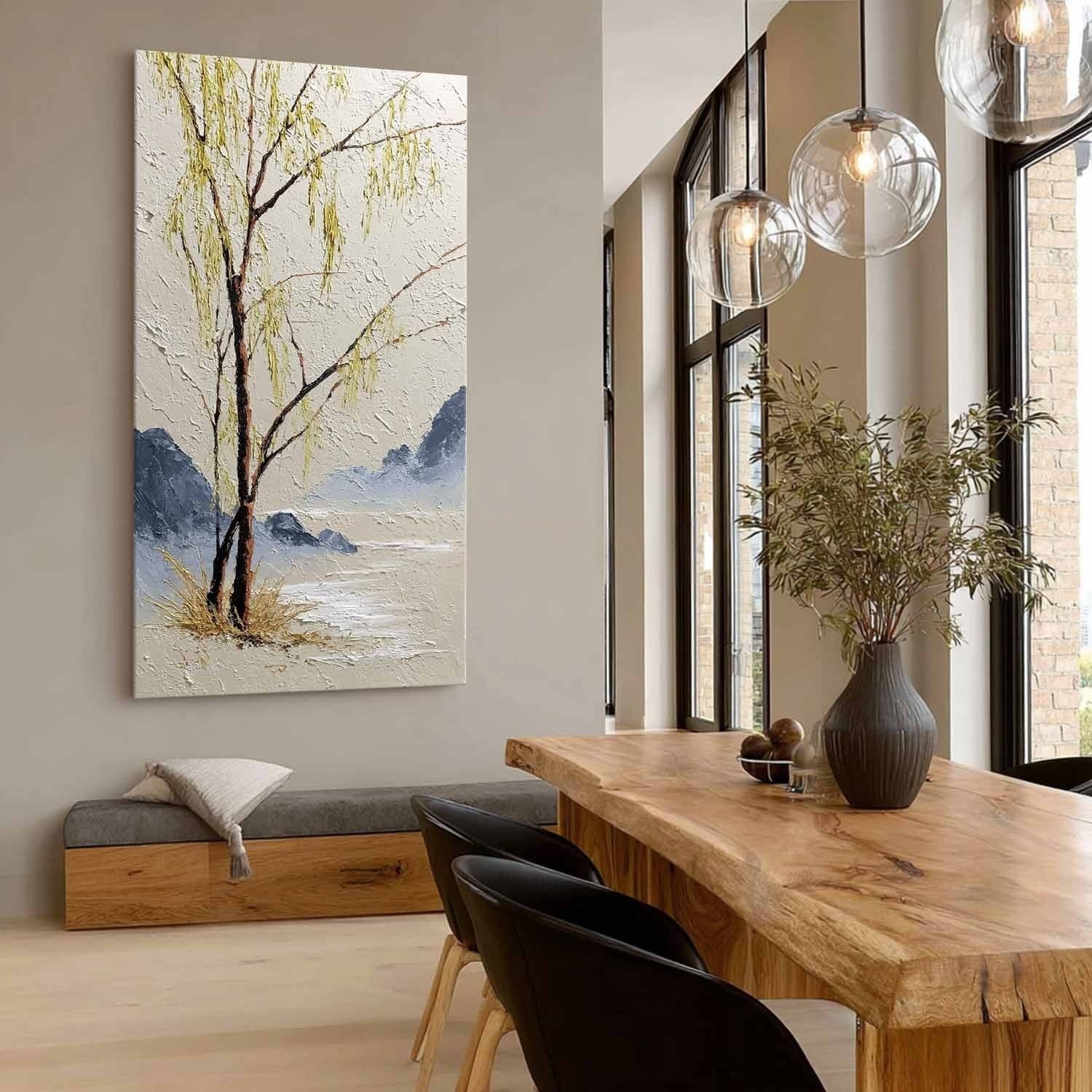 Oriental Weeping Willow 3D Impasto Painting