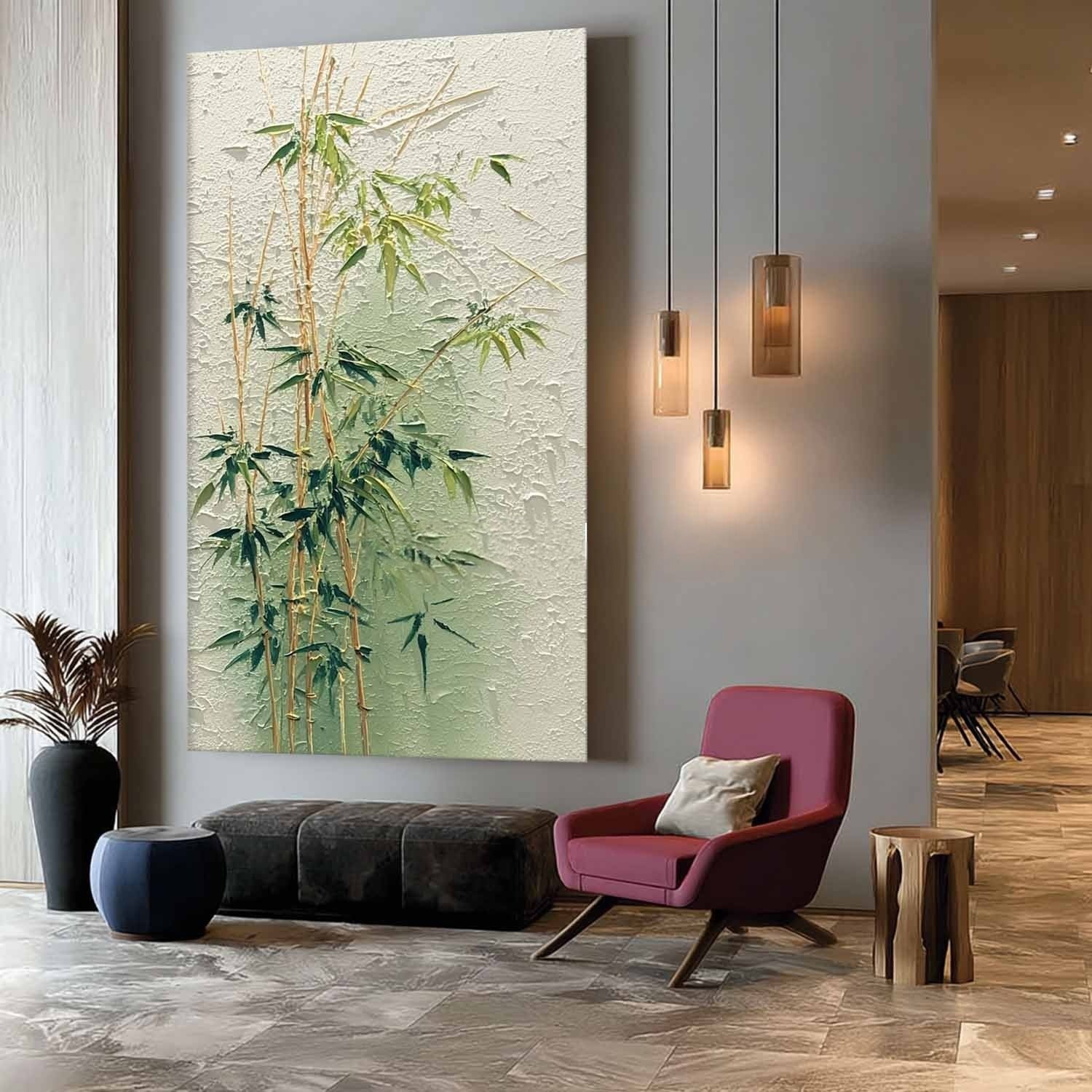 Elegant Bamboo Forest 3D Impasto Painting