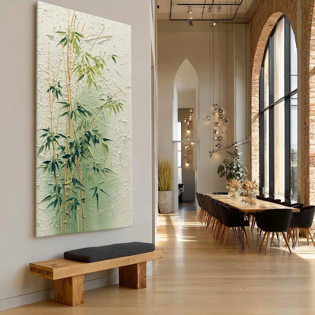 Elegant Bamboo Forest 3D Impasto Painting